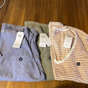 Abercrombie shirt set ( green, blue, and tan striped)